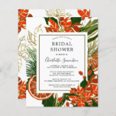 バジェットポインセティシトラスブライダルシャワー招待 (正面/裏面)