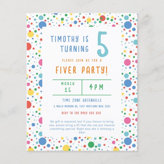 バジェットポカドットフィバーパーティー誕生日招待状 チラシ (正面)