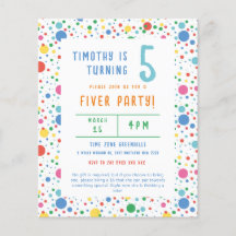 バジェットポカドットフィバーパーティー誕生日招待状