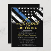 バジェットポリスブルーリタイアメントパーティの招待状 (正面/裏面)