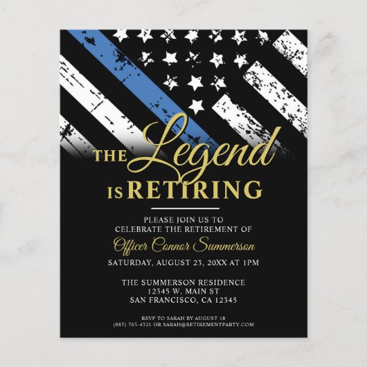 バジェットポリスブルーリタイアメントパーティの招待状 (正面)