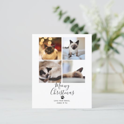 バジェットマイクリスマスペットキャットクリスマスカード (スタンド正面)