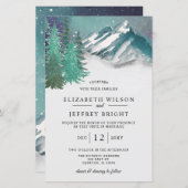 バジェットマウンテンズパインウィンターウェディング招待状 (正面/裏面)