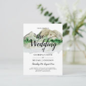 バジェットマウンテンレイクウォーターカラー結婚式招待状 ポストカード (スタンド正面)