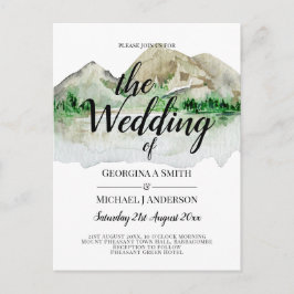 バジェットマウンテンレイクウォーターカラー結婚式招待状 ポストカード