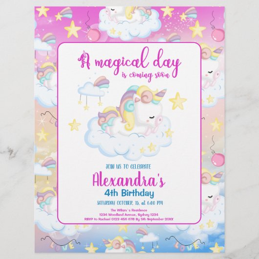 バジェットマジカルユニコーンレインボーバースデーパーティー チラシ (正面)