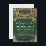 バジェットマスカレードグリーン金ゴールドグラムグリッター誕生日 ノートカード<br><div class="desc">Glam Masqueradeエメラルドグリーン金ゴールドグリッタースパークルダスト誕生日パーティー招待</div>