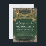バジェットマスカレードグリーン金ゴールドグラムグリッター誕生日 ノートカード<br><div class="desc">Glam Masqueradeエメラルドグリーン金ゴールドグリッタースパークルダスト誕生日パーティー招待</div>