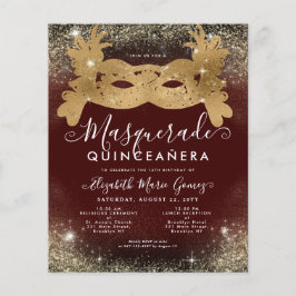 バジェットマスカレードブルガンディーレッド金ゴールドグリッタークインズ