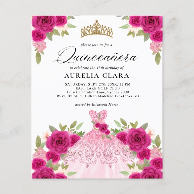 バジェットマゼンタピンクドレスフローラ15thキンセアニラ (正面)