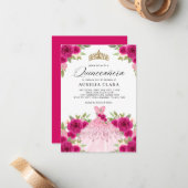 バジェットマゼンタピンクドレスフローラ15thキンセアニラ ノートカード (正面/裏面インサイチュ)