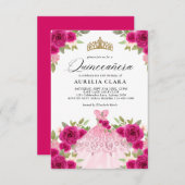 バジェットマゼンタピンクドレスフローラ15thキンセアニラ ノートカード (正面/裏面)