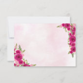 バジェットマゼンタホットピンク金ゴールドフローラプリンセスRSVP ノートカード (裏面)