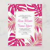 バジェットマゼンタ熱帯葉結婚式招待状 (正面)
