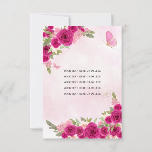 バジェットマゼンタ金ゴールドフローラプリンセスキンセアニラ ノートカード (裏面)