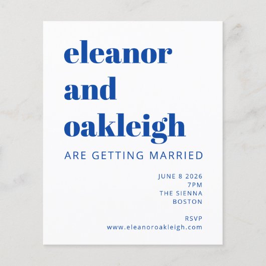 バジェットマティスボタニカルブルーブラックウェディング招待 (正面)