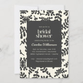 バジェットマティスボタニカル白黒ブライダルシャワー 招待状 (正面)