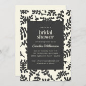 バジェットマティスボタニカル白黒ブライダルシャワー 招待状 (正面/裏面)