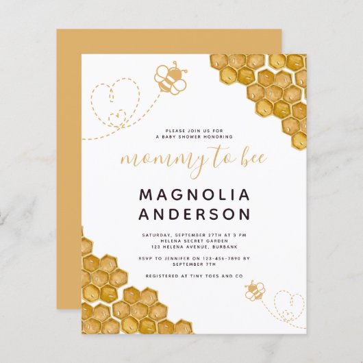 バジェットマムマビーベイビーシャワー招待状 (正面/裏面)