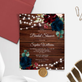 バジェットマルサラ&ネイビーブライダルシャワー招待