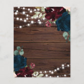 バジェットマルサラ&ネイビー素朴結婚式招待状 (裏面)