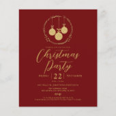 バジェットマルーン金ゴールドグリッタークリスマス招待状 チラシ (正面)