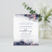 バジェットマーブルネイビーブルーバラ金ゴールド結婚式の招待 (スタンド正面)