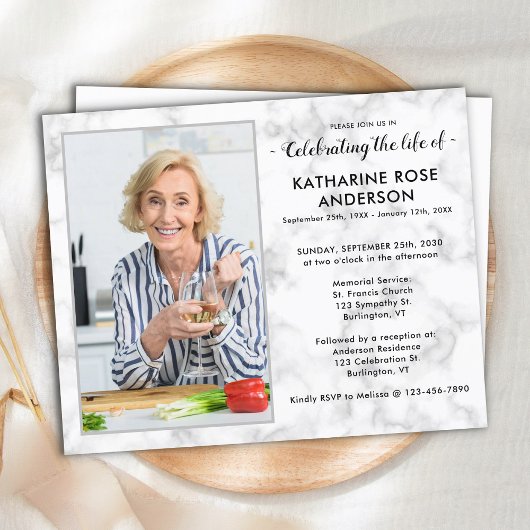 バジェットマーブルフォトお祝いオブライフ招待状