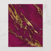 バジェットマーブルブルガンディレッド金ゴールド結婚式招待状 (裏面)