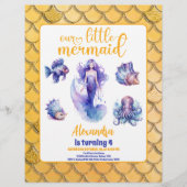 バジェットマーメイド金ゴールドグリッター誕生日パーティー チラシ (正面)