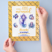 バジェットマーメイド金ゴールドグリッター誕生日パーティー チラシ (手)