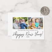 バジェットミニハッピーニューイヤー2フォトコラージュ ノートカード (正面/裏面インサイチュ)