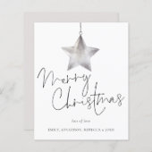 バジェットミニマリストのシルバースターメリークリスマスカード (正面/裏面)