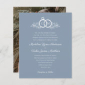 バジェットミニマリストダスティブルー結婚式招待状 (正面/裏面)