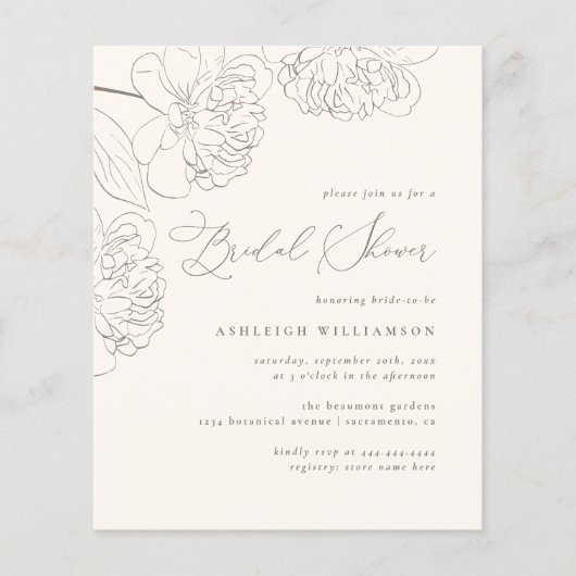 バジェットミニマリストハンドドロードプオニーブライダルシャワー (正面)