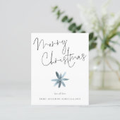 バジェットミニマリストフラワーティール(緑がかった色)メリークリスマスカード (スタンド正面)
