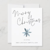 バジェットミニマリストフラワーティール(緑がかった色)メリークリスマスカード (正面)