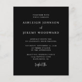 バジェットミニマリストブラック結婚式招待状 (正面)