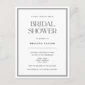 バジェットミニマリストブラック&ホワイトブライダルシャワー インビテーションポストカード (正面)