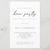 バジェットミニマリストヘンパーティーブランチバブリー招待状 (正面)