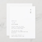 バジェットミニマリストモノグラム文字結婚式招待状 (正面/裏面)