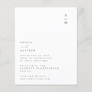 バジェットミニマリストモノグラム文字結婚式招待状
