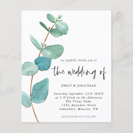 バジェットミニマリストユーカリ結婚式招待状