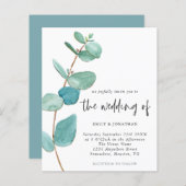 バジェットミニマリストユーカリ結婚式招待状 (正面/裏面)