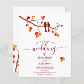 バジェットミニマリストロベバード秋の結婚式招待状 (正面/裏面)