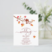 バジェットミニマリストロベバード秋の結婚式招待状 (スタンド正面)