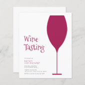 バジェットミニマリストワインテイスティングパーティの招待状 (正面/裏面)