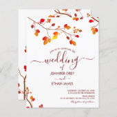 バジェットミニマリスト書道秋の結婚式招待状 (正面/裏面)