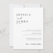 バジェットミニマルとシックな白黒結婚の 招待状 (正面)