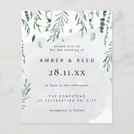 バジェットミニマルウォーターカラー落葉ちる結婚の チラシ